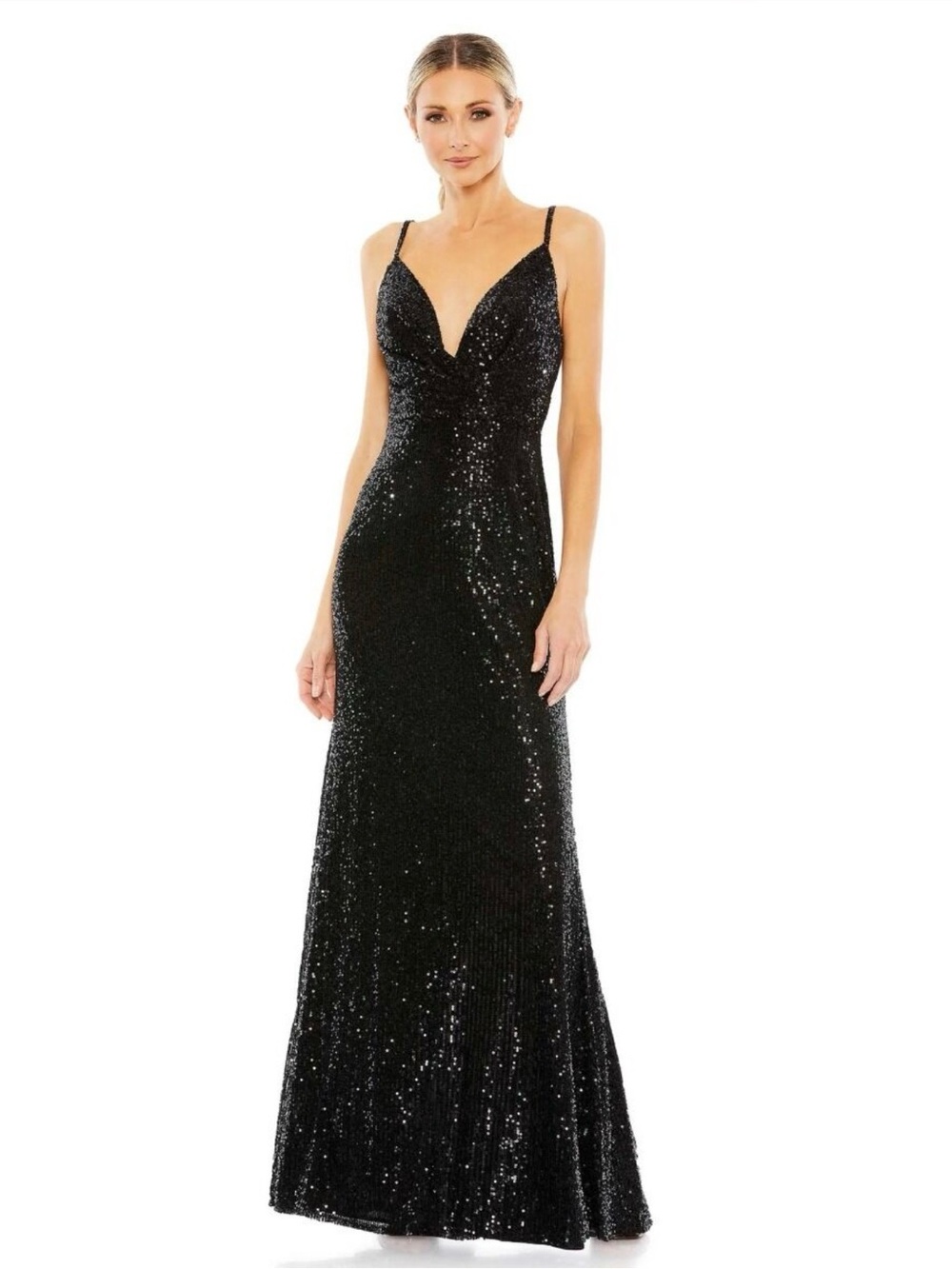 Ieena for Mac Duggal 26945 Plunging Neckline Sequin Dress  Sz 4 NWT